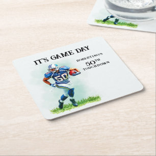 Porta-copo De Papel Quadrado Jogo de Dia Correndo Futebol Americano 50º anivers