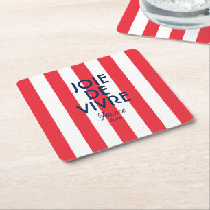Porta-copo De Papel Quadrado Joie De Vivre França Red Cabana Stripe Francês