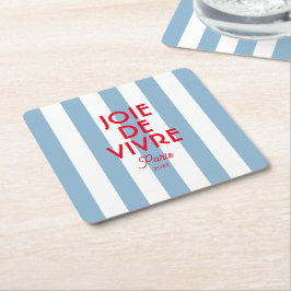 Porta-copo De Papel Quadrado Joie De Vivre Paris Blue Cabana Stripe Francês