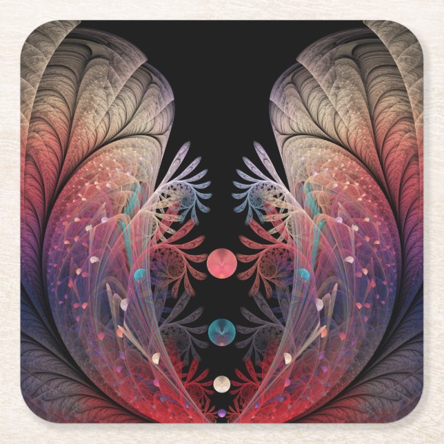 Porta-copo De Papel Quadrado Jonglage Abstrato Modern Fantasy Fractal Art (Frente)