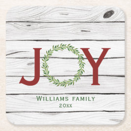 Porta-copo De Papel Quadrado Joy Wreath Family Natal