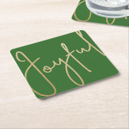 Porta-copo De Papel Quadrado JOYFUL Dourado Faux Foil on Green