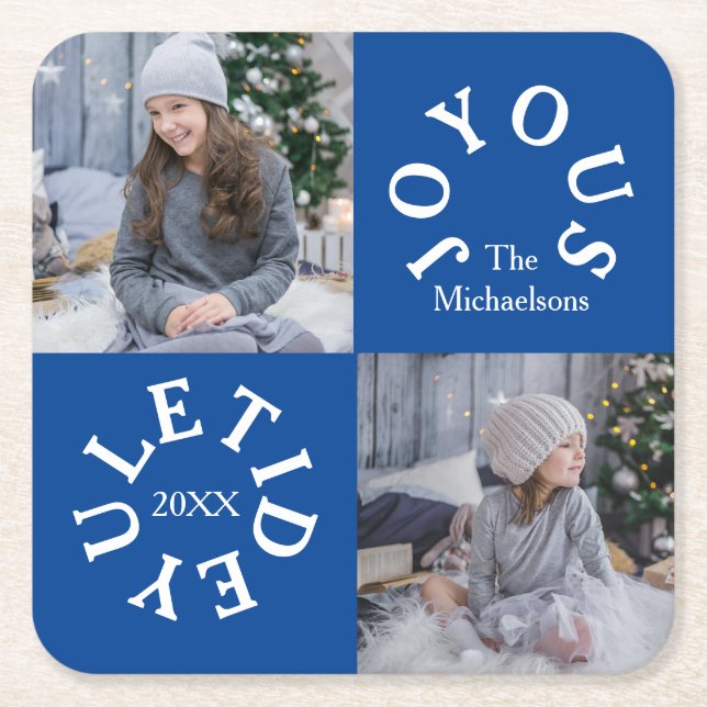 Porta-copo De Papel Quadrado Joyous Yuletide 2 Photo (Frente)