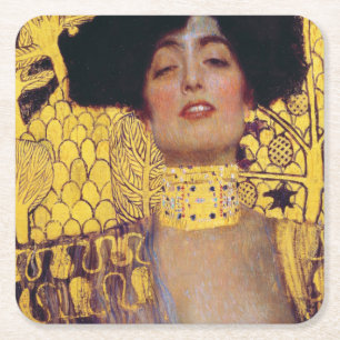 Porta-copo De Papel Quadrado Judith (Lady in Dourado), Gustav Klimt