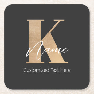 Porta-copo De Papel Quadrado K & Name Iniciais Monogramados Modernos Personaliz