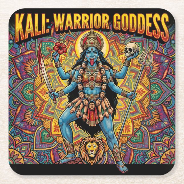 Porta-copo De Papel Quadrado Kali Warrior Goddess (Frente)