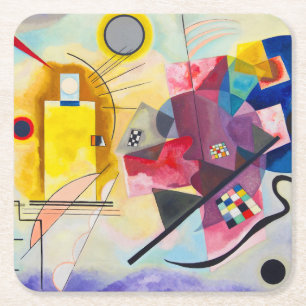 Porta-copo De Papel Quadrado Kandinsky amarelo-vermelho-azul