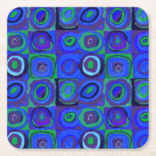 Porta-copo De Papel Quadrado Kandinsky Farbstudie Quadrados Azuis Círculo Quadr