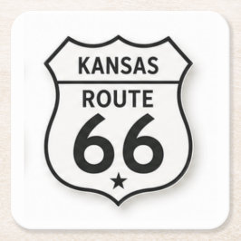 Porta-copo De Papel Quadrado Kansas Rota 66 Retro White Shield Apoio para Copo