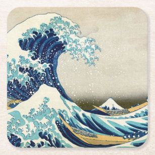 Porta-copo De Papel Quadrado Katsushika Hokusai - A onda do Excelente de Kanaga