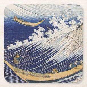 Porta-copo De Papel Quadrado Katsushika Hokusai. Ondas oceânicas