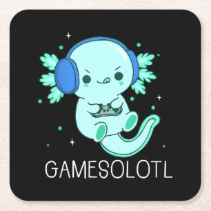 Porta-copo De Papel Quadrado Kawaii Gamesolotl Axolotl Gamer