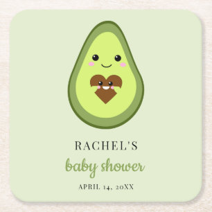 Porta-copo De Papel Quadrado Kawaii Grávida Avocado Chá de fraldas Fiesta Cut