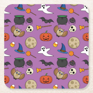 Porta-copo De Papel Quadrado Kawaii Halloween Pack