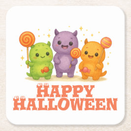 Porta-copo De Papel Quadrado Kawaii Monsters & Lollipops Halloween