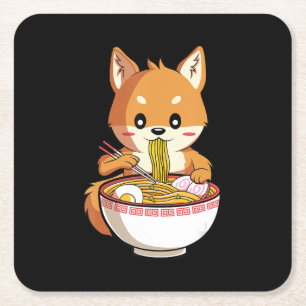 Porta-copo De Papel Quadrado Kawaii ramen shiba inu presente de amante de mac