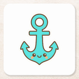 Porta-copo De Papel Quadrado Kawaii Turquoise Anchor - Whimsical & Cheerful