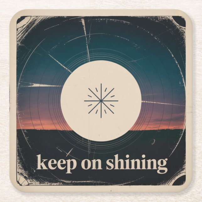 Porta-copo De Papel Quadrado Keep On Shining (Frente)