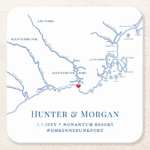Porta-copo De Papel Quadrado Kennebunkport Maine Wedding Party
