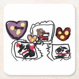 Porta-copo De Papel Quadrado King Charles Spaniel hearts 