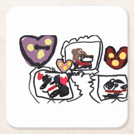 Porta-copo De Papel Quadrado King Charles Spaniel hearts 