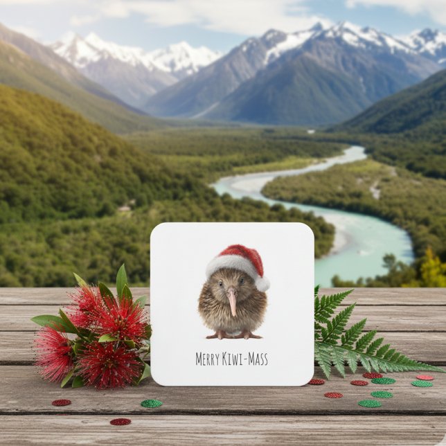 Porta-copo De Papel Quadrado Kiwi de Natal bonito, personalizado (Criador carregado)