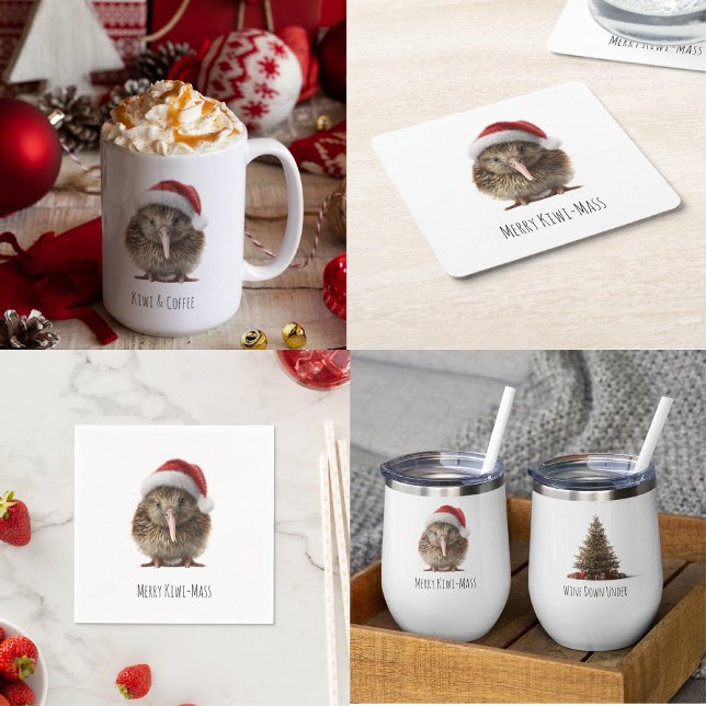 Porta-copo De Papel Quadrado Kiwi de Natal bonito, personalizado (Criador carregado)