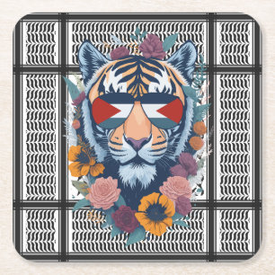 Porta-copo De Papel Quadrado Kufiyah tradicional palestino tigre legal