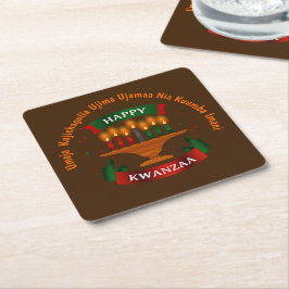 Porta-copo De Papel Quadrado Kwanzaa vela Red Black Green 7 Princípios