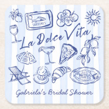 La dolce vita blue Italian bridal shower favors