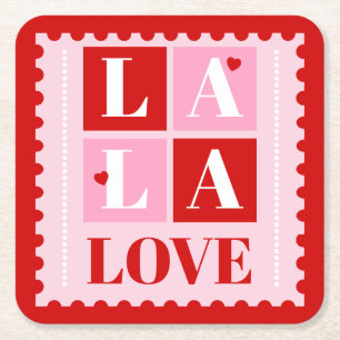 Porta-copo De Papel Quadrado La La Love Dia dos Namorados