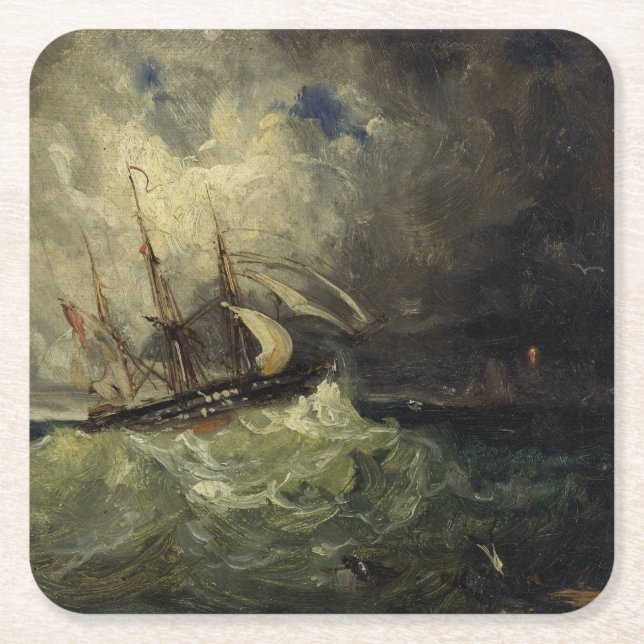 Porta-copo De Papel Quadrado La Tempête - Félix Ziem (Frente)