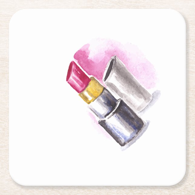 Porta-copo De Papel Quadrado Lábio Rosa (Frente)