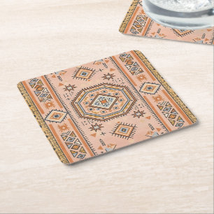 Porta-copo De Papel Quadrado Labirinto Dourado – Geometria Marroquina Moderna