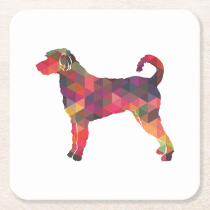 Porta-copo De Papel Quadrado Labradoodle Dog Breed Silhouette Geo Multi