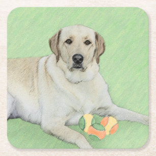 Porta-copo De Papel Quadrado Labrador Amarelo - Impressão de Retriever e Têni