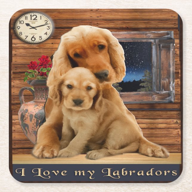 Porta-copo De Papel Quadrado Labrador Retriever (Frente)