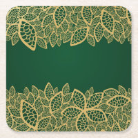 Laço dourado da folha no fundo verde