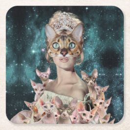 Porta-copo De Papel Quadrado Lady Cat