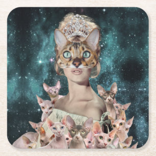 Porta-copo De Papel Quadrado Lady Cat
