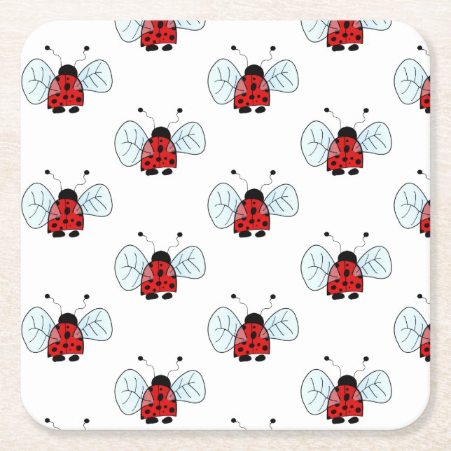 Porta-copo De Papel Quadrado Ladybird (Frente)