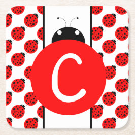 Porta-copo De Papel Quadrado Ladybug Monograma