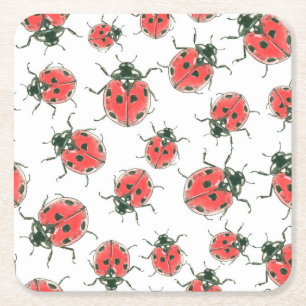 Porta-copo De Papel Quadrado Ladybugs