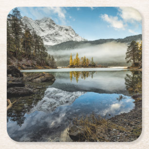 Porta-copo De Papel Quadrado Lago Eibsee mood   da manhã