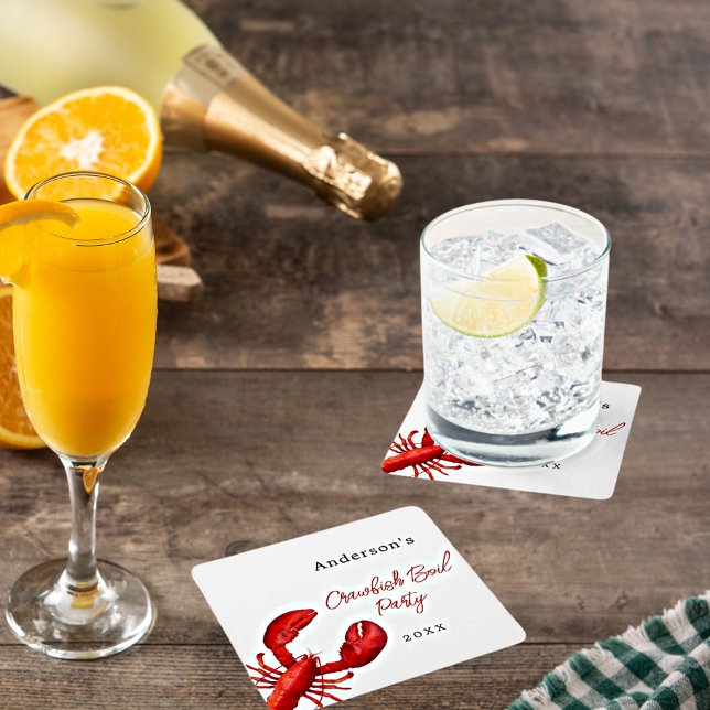 Porta-copo De Papel Quadrado Lagosta de lagosta fenda vermelha branca (Criador carregado)