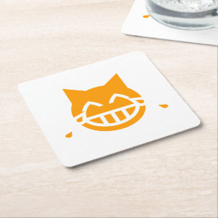 Porta-copo De Papel Quadrado Lágrimas de Joy Emoji Cat