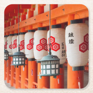 Porta-copo De Papel Quadrado Lanternas dentro do Santuário Itsukushima