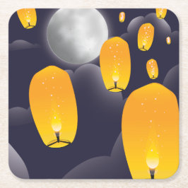 Porta-copo De Papel Quadrado Lanternas do céu chinês