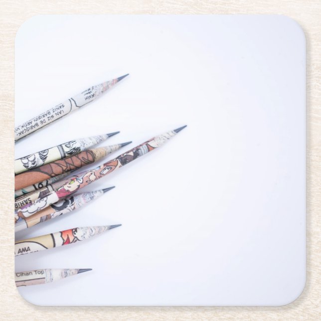 Porta-copo De Papel Quadrado Lápis (Frente)