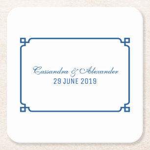 Porta-copo De Papel Quadrado Lapis Blue Deco Chic Wedding